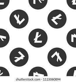 Cryptocurrency coin Litecoin LTC icon seamless pattern on white background. Physical bit coin. Digital currency. Altcoin symbol. Blockchain based secure crypto currency. Vector Illustration