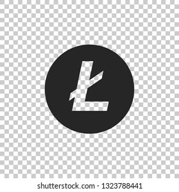 Cryptocurrency coin Litecoin LTC icon isolated on transparent background. Physical bit coin. Digital currency. Altcoin symbol. Blockchain based secure crypto currency. Flat design. Vector Illustration