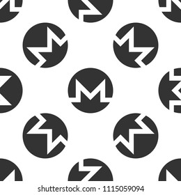 Cryptocurrency coin Monero XMR icon seamless pattern on white background. Physical bit coin. Digital currency. Altcoin symbol. Blockchain based secure crypto currency. Flat design. Vector Illustration
