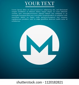Cryptocurrency coin Monero XMR icon isolated on blue background. Physical bit coin. Digital currency. Altcoin symbol. Blockchain based secure crypto currency. Flat design. Vector Illustration