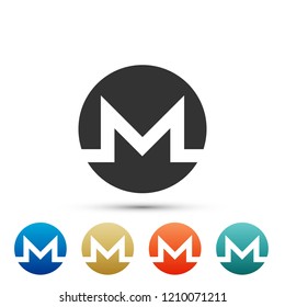 Cryptocurrency coin Monero XMR icon isolated on white background. Physical bit coin. Digital currency. Altcoin symbol. Blockchain based secure crypto currency. Flat design. Vector Illustration