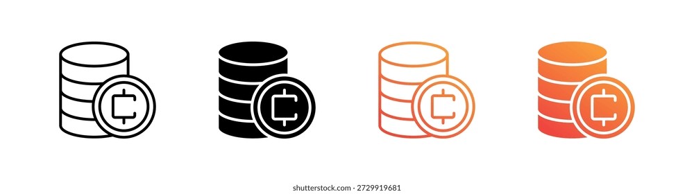 Cryptocurrency Coin Multiple Style Icon Set Vector