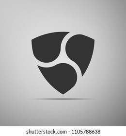 Cryptocurrency coin NEM XEM icon isolated on grey background. Physical bit coin. Digital currency. Altcoin symbol. Blockchain based secure crypto currency. Flat design. Vector Illustration