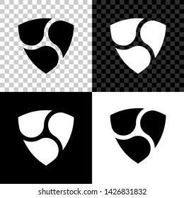 Cryptocurrency coin NEM XEM icon isolated on black, white and transparent background. Physical bit coin. Digital currency. Altcoin symbol. Blockchain based secure crypto currency. Vector Illustration