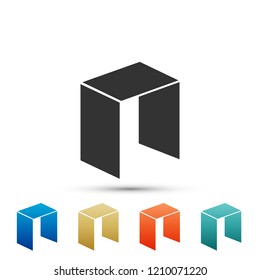 Cryptocurrency coin NEO icon isolated on white background. Physical bit coin. Digital currency. Altcoin symbol. Blockchain based secure crypto currency. Flat design. Vector Illustration