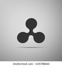 Cryptocurrency coin Ripple XRP icon isolated on grey background. Physical bit coin. Digital currency. Altcoin symbol. Blockchain based secure crypto currency. Flat design. Vector Illustration
