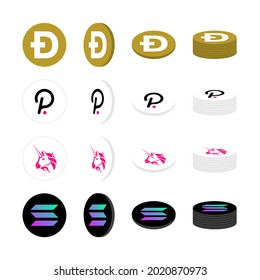 Cryptocurrency coin rotation graphic asset vector flat design on white background.