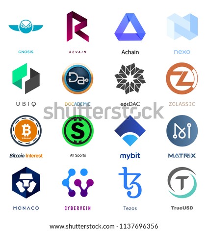 Cryptocurrency Coin Sign Vector Set Isolated Stock photo © 