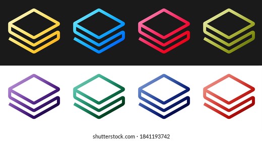 Cryptocurrency coin Stratis STRAT icon set isolated on black and white background. Physical bit coin. Digital currency. Blockchain based secure crypto currency. Vector.
