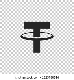 Cryptocurrency coin Tether USDT icon isolated on transparent background. Physical bit coin. Digital currency. Altcoin symbol. Blockchain based secure crypto currency. Flat design. Vector Illustration