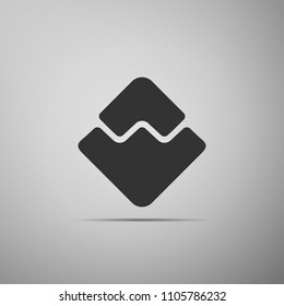 Cryptocurrency coin Waves icon isolated on grey background. Physical bit coin. Digital currency. Altcoin symbol. Blockchain based secure crypto currency. Flat design. Vector Illustration
