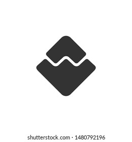 Cryptocurrency coin Waves icon isolated. Physical bit coin. Digital currency. Altcoin symbol. Blockchain based secure crypto currency. Flat design. Vector Illustration