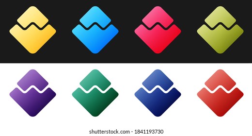 Cryptocurrency coin Waves icon set isolated on black and white background. Physical bit coin. Digital currency. Blockchain based secure crypto currency. Vector.