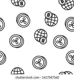 Cryptocurrency Coins Icon Seamless Pattern Vector. Crypto Cash. Security. Gold Money. Mining Virtual Sig. Financial Internet Market. Illustration