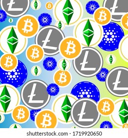 cryptocurrency coins icons assorted bitcoin btk, bitcoin ltk, cardano hell, exchange
