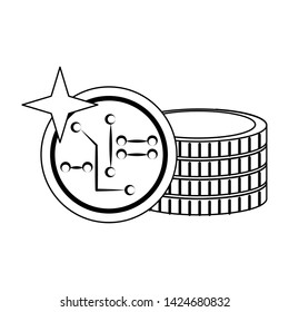 Cryptocurrency coins money isolated vector illustration graphic design