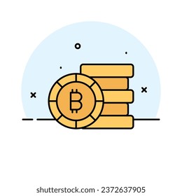 Cryptocurrency coins stack vector design, bitcoin icon in modern style