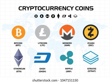 Cryptocurrency coins vector design editable