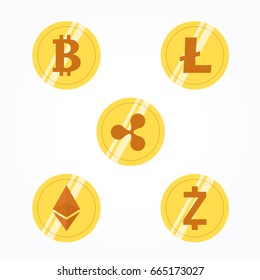 Cryptocurrency coins. Vector illustration.