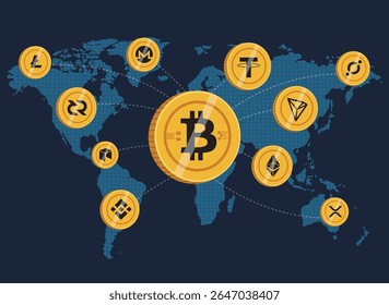 Coleção de Criptomoedas, Conjunto de ícones de Criptografia. Coleção de logotipo de moeda de criptografia.