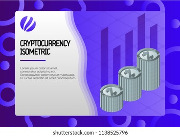 Cryptocurrency color isometric concept