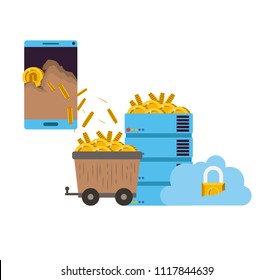 cryptocurrency commerce technology set icons