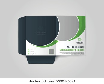 Cryptocurrency Company Business folder for files, design. The layout is for posting information about the company, photo, text. Modern geometric style. pocket folder for brand identity presentation