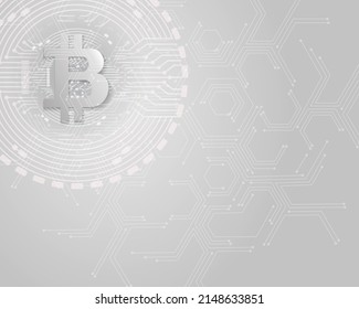 Cryptocurrency concept.  bitcoin  with circuit board pattern. Vector futuristic background with blockchain technology based crypto currency. Financial concept. Virtual money