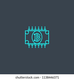 Cryptocurrency concept blue line icon. Simple thin element on dark background. Cryptocurrency concept outline symbol design from Cryptocurrency set. Can be used for web and mobile UI/UX