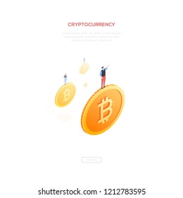 Cryptocurrency concept - modern isometric vector web banner