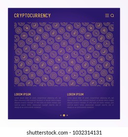 Cryptocurrency concept with thin line icons: Bitcoin, Ethereum, Ripple, Litecoin, Dash, NEM, ubiq, IOTA, Monero. Modern vector illustration for banner, web page, print media.