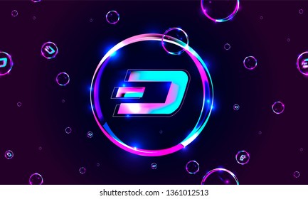 Cryptocurrency concept vector futuristic label design neon technology illustration light lines geometric-03