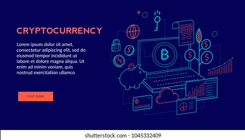 Cryptocurrency concept for web page, banner, presentation. Vector illustration