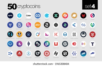 Cryptocurrency or Crypto coins Logo Set in Market. Vector Files