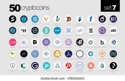 Cryptocurrency or Crypto coins, Network, Decentralized, Protocol symbol set in Market. Vector Files svg