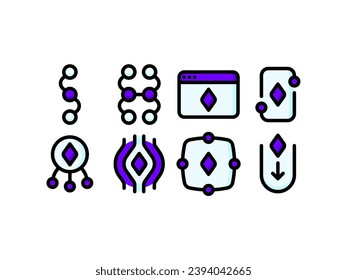 Cryptocurrency and crypto technology icon set