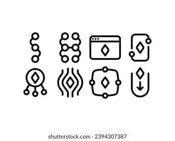 Cryptocurrency and crypto technology icon set