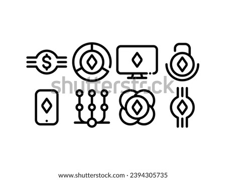Cryptocurrency and crypto technology icon set