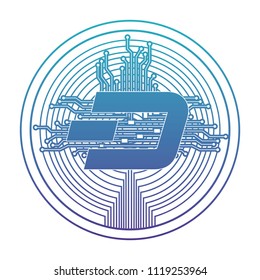 cryptocurrency dash coin with circuit lines