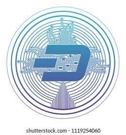 cryptocurrency dash coin with circuit lines