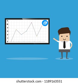 Crypto-Currency Of Dash Coin - Exchange Trading Via Mobile App. Graphic illustration on the subject of 'Crypto-Currencies/Foreign Exchange Market'.