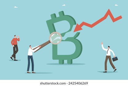 Caída del valor de la criptomoneda durante la desaceleración del mercado, colapso de la moneda digital, encontrar una estrategia para sobrevivir durante la crisis, consecuencias de la caída del mercado de divisas, la ruptura de la flecha Bitcoin.