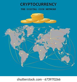 Cryptocurrency the digital coin network. Bitcoin networking.