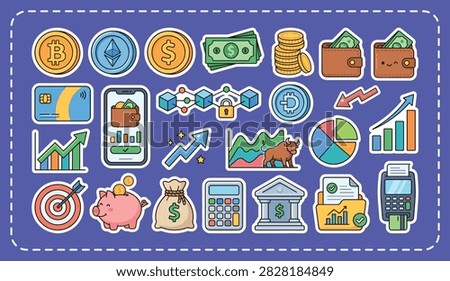 Cryptocurrency and Digital Finance Sticker Element Pack