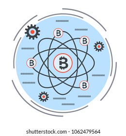 Cryptocurrency, digital money vector concept illustration
