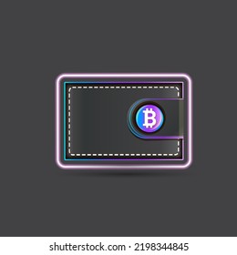 Cryptocurrency digital wallet concept illustration with wallet isolated on grey background. Crypto wallet label, icon, mobile app icon, button, social media post, banner and poster design template. 