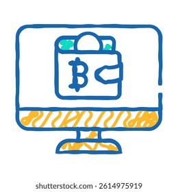 cryptocurrency digital wallet doodle icon sketch vector. cryptocurrency digital wallet sign. isolated symbol illustration