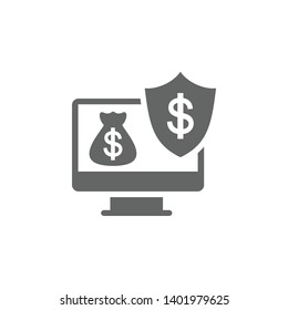Cryptocurrency, digital wallet, e commerce, online banking concept, online money protection icon