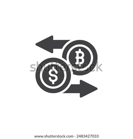 Cryptocurrency and dollar exchange vector icon. filled flat sign for mobile concept and web design. Currency Exchange glyph icon. Symbol, logo illustration. Vector graphics