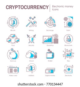  Cryptocurrency Electronic Virtual Money Vector Digital Currency Icons Web Symbols Infographic Elements